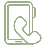 Phone icon with handset on screen.